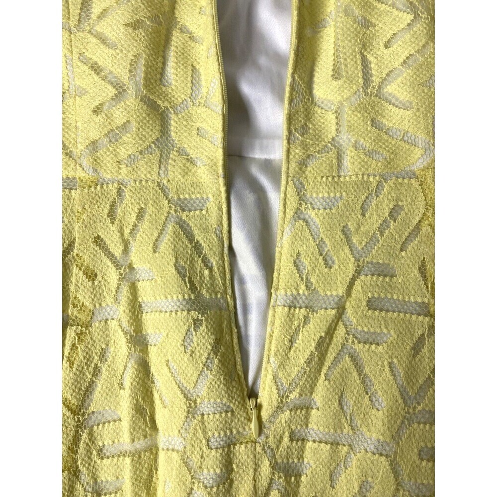 Adrianna Papell Dress Women Size 8 Yellow Lace Fit Flare Pockets Knee Length - Picture 6 of 11